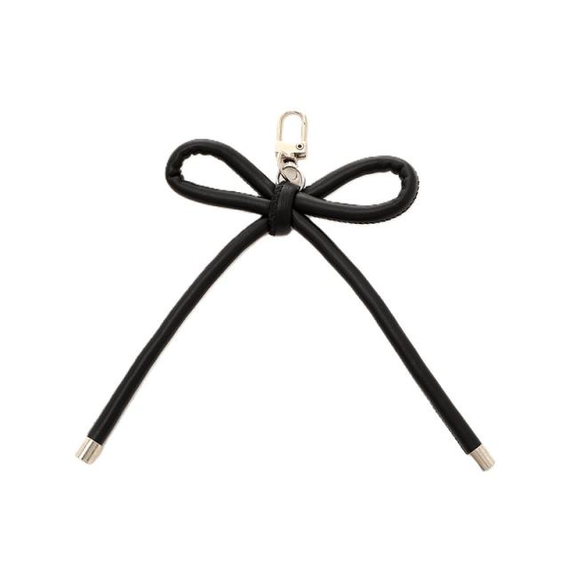 PU leather sweet handmade bow keychain bag charm pendant