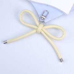 PU leather sweet handmade bow keychain bag charm pendant