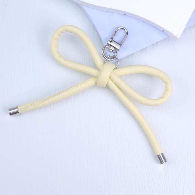 PU leather sweet handmade bow keychain bag charm pendant