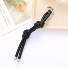 DIY PU Leather knotted keychain bag charm pendant