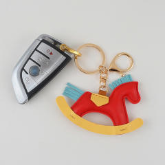 Sweet pony pendant cartoon rocking horse leather pendant  keychain bag charms