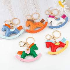 Sweet pony pendant cartoon rocking horse leather pendant  keychain bag charms
