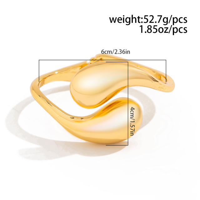Chunky waterdrop metal bangle bracelet
