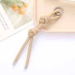 DIY PU Leather knotted keychain bag charm pendant
