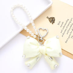Sweet imitation pearl chain big bow keychain bag charm pendant
