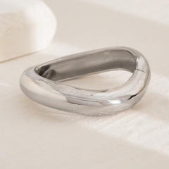 Chunky metal smooth surface bangle bracelet set