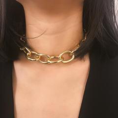 Chunky Simple Personality Metal Chain Necklace Exaggerated Frosted choker