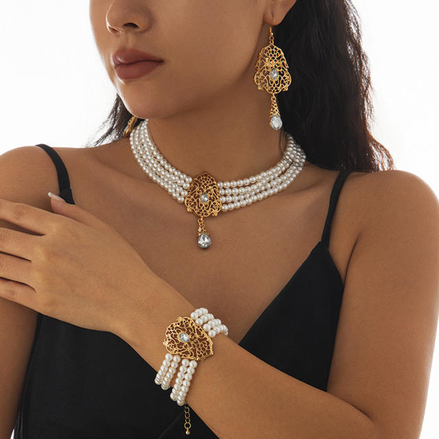 Indian choker necklace wedding necklace set Imitation Pearl Beaded Necklace