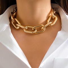 Chunky Simple Personality Metal Chain Necklace Exaggerated Frosted choker