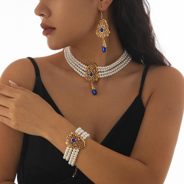 Indian choker necklace wedding necklace set Imitation Pearl Beaded Necklace