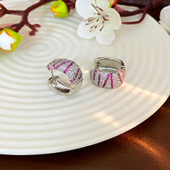 Hot sale full diamond gold plated copper huggie earrings