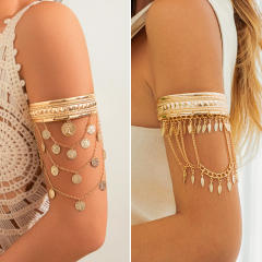 Boho Jewelry beach Metal Coin Tassel Arm Chain arm bangle