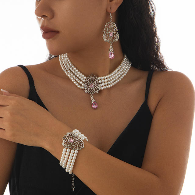 Indian choker necklace wedding necklace set Imitation Pearl Beaded Necklace