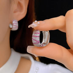 Hot sale full diamond gold plated copper huggie earrings