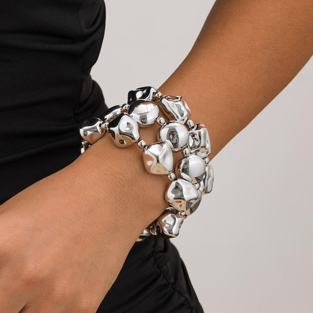 Exaggerated Irregular CCB Beaded Bracelet Women's Personalized Geometric Round Beaded Bracelet
