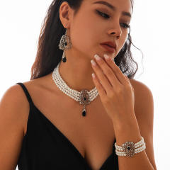 Indian choker necklace wedding necklace set Imitation Pearl Beaded Necklace