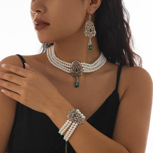 Indian choker necklace wedding necklace set Imitation Pearl Beaded Necklace