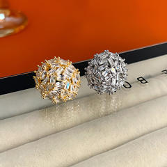 925 needle full diamond ball shape women studs earrings