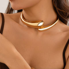 Chunky glossing spring open collar choker personality geometric punk water drop necklace set