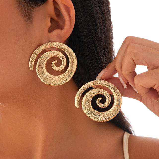 Ocean series Geometric Conch Symbol Design Earrings Exaggerated Spiral Pattern earrings