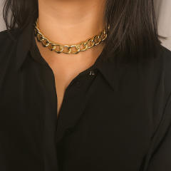 Chunky Simple Personality Metal Chain Necklace Exaggerated Frosted choker