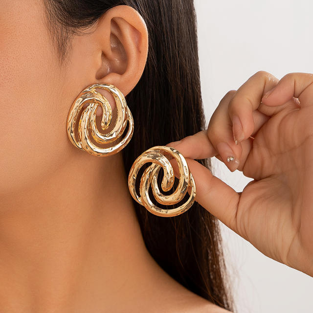 Ocean series Geometric Conch Symbol Design Earrings Exaggerated Spiral Pattern earrings