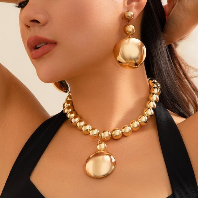 Exaggerated beaded necklace earrings set chunky necklace set