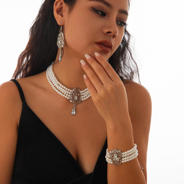 Indian choker necklace wedding necklace set Imitation Pearl Beaded Necklace