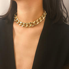 Chunky Simple Personality Metal Chain Necklace Exaggerated Frosted choker