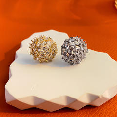 925 needle full diamond ball shape women studs earrings
