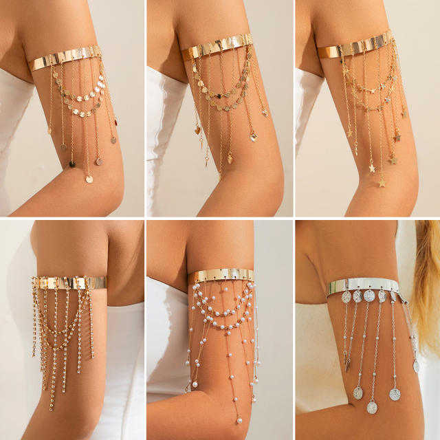 Boho beach series chain tassel alloy arm bangle