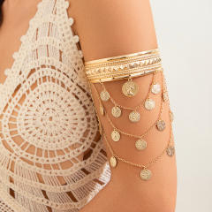 Boho Jewelry beach Metal Coin Tassel Arm Chain arm bangle