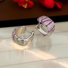Hot sale full diamond gold plated copper huggie earrings
