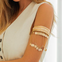 Boho Jewelry beach Metal Coin Tassel Arm Chain arm bangle