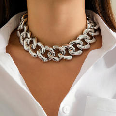 Chunky Simple Personality Metal Chain Necklace Exaggerated Frosted choker