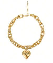 Hiphop chunky heart twisted chain necklace