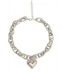 Hiphop chunky heart twisted chain necklace
