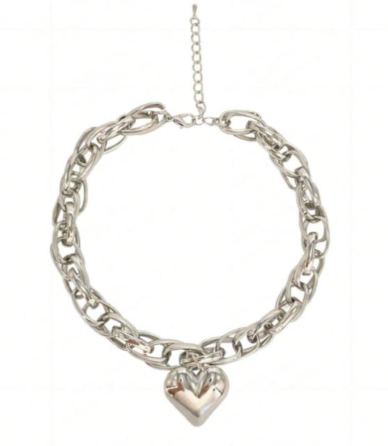 Hiphop chunky heart twisted chain necklace