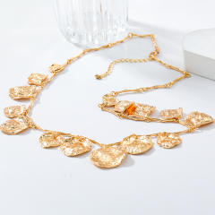 Boho multi layer alloy coin pendant charm necklace for women