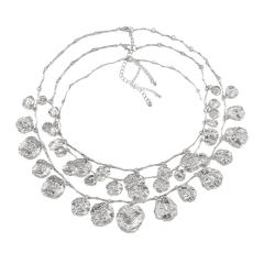 Boho multi layer alloy coin pendant charm necklace for women