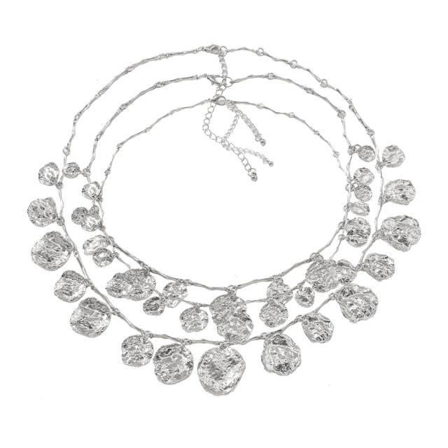 Boho multi layer alloy coin pendant charm necklace for women