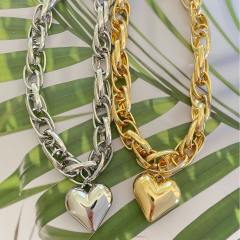 Hiphop chunky heart twisted chain necklace