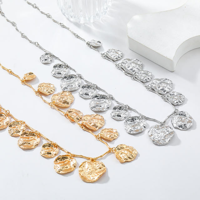 Boho multi layer alloy coin pendant charm necklace for women