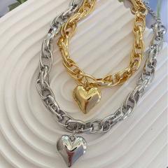 Hiphop chunky heart twisted chain necklace