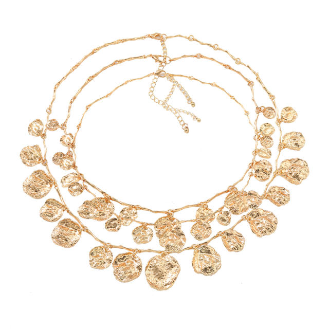 Boho multi layer alloy coin pendant charm necklace for women