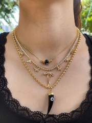18KG evil eye charm tennis chain bow charm copper necklace set