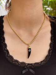 18KG evil eye charm tennis chain bow charm copper necklace set