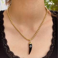 18KG evil eye charm tennis chain bow charm copper necklace set