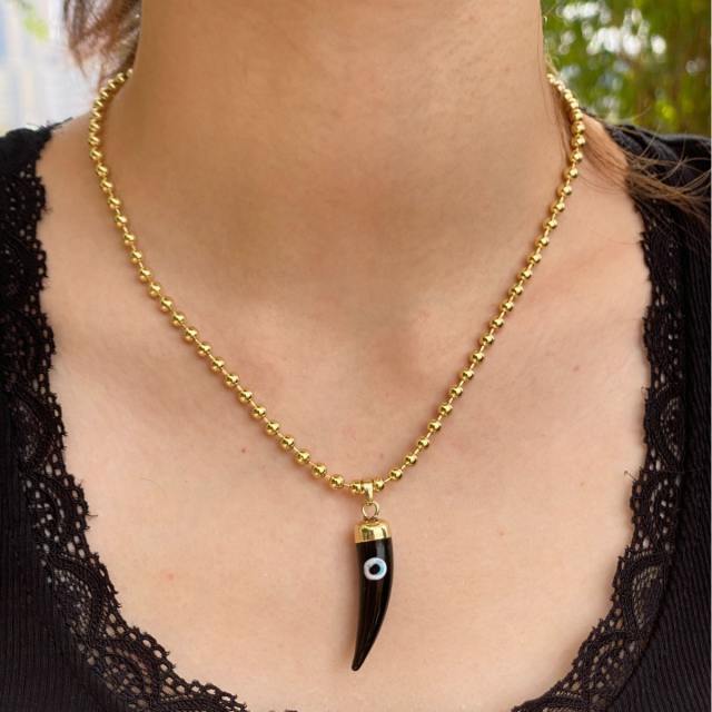 18KG evil eye charm tennis chain bow charm copper necklace set