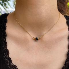 18KG evil eye charm tennis chain bow charm copper necklace set
